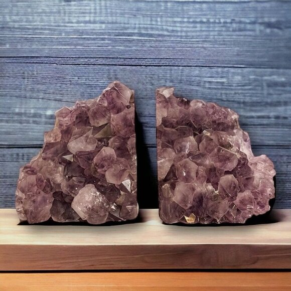 Amethyst Cluster Bookends Featuring Solid Large Gemstone Points, Purple Crystal - Picture 7 of 10